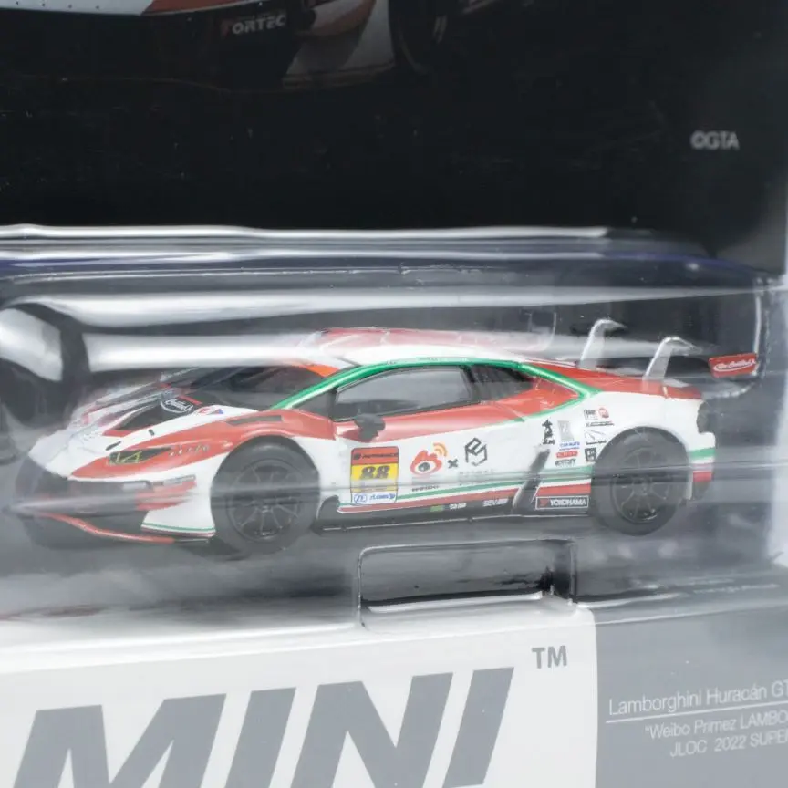 MINIGT 1:64 GT No. 572 Lamborghini GT3 EVO modelo de coche en miniatura fundido a presión, regalos de juguete para niños, piezas de colección para adultos