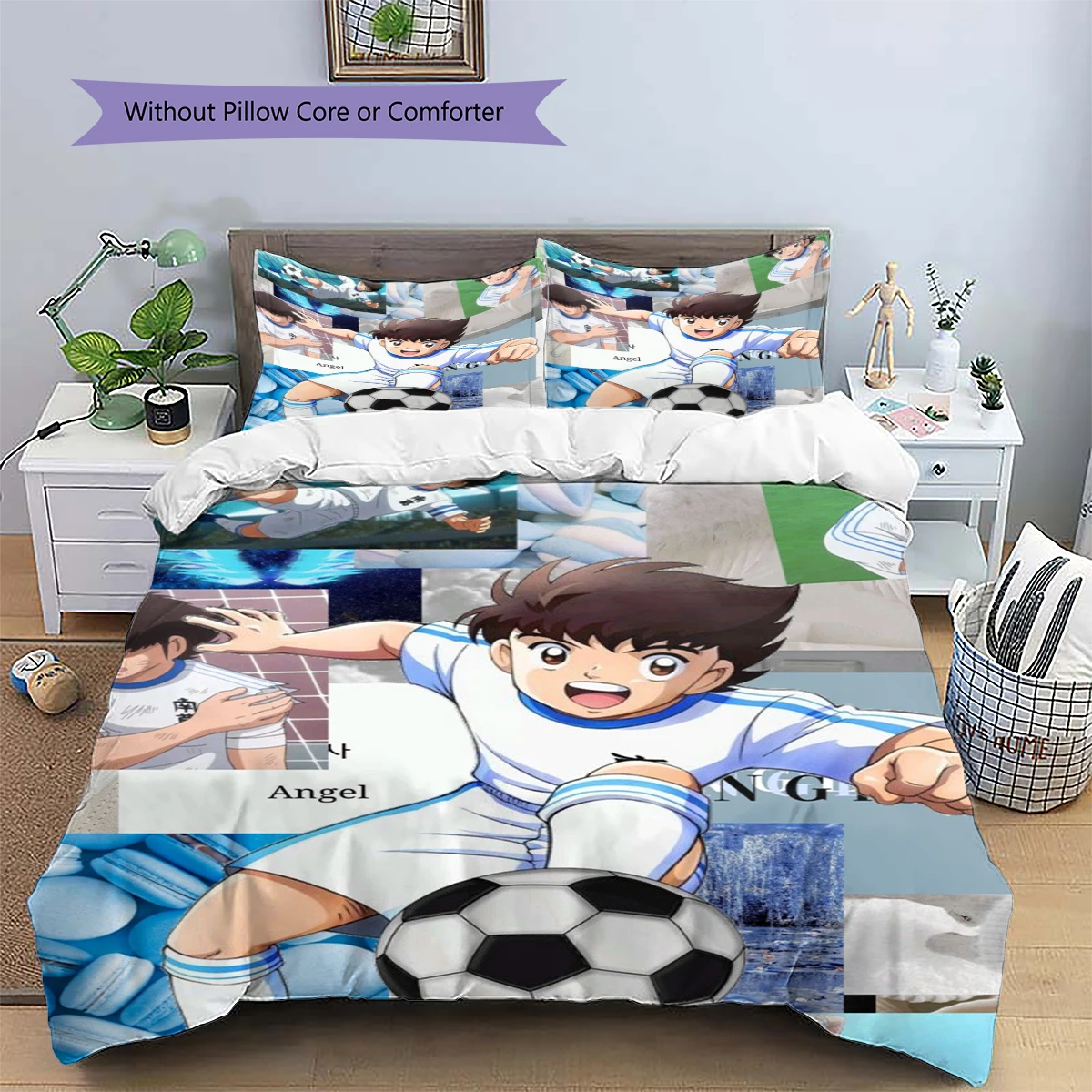 Captain Tsubasa Duvet Cover Set Patterned Pillowcase Nice Fan Gift Anime Daily Use Bedding Bedroom Ornament Decoration -xia89