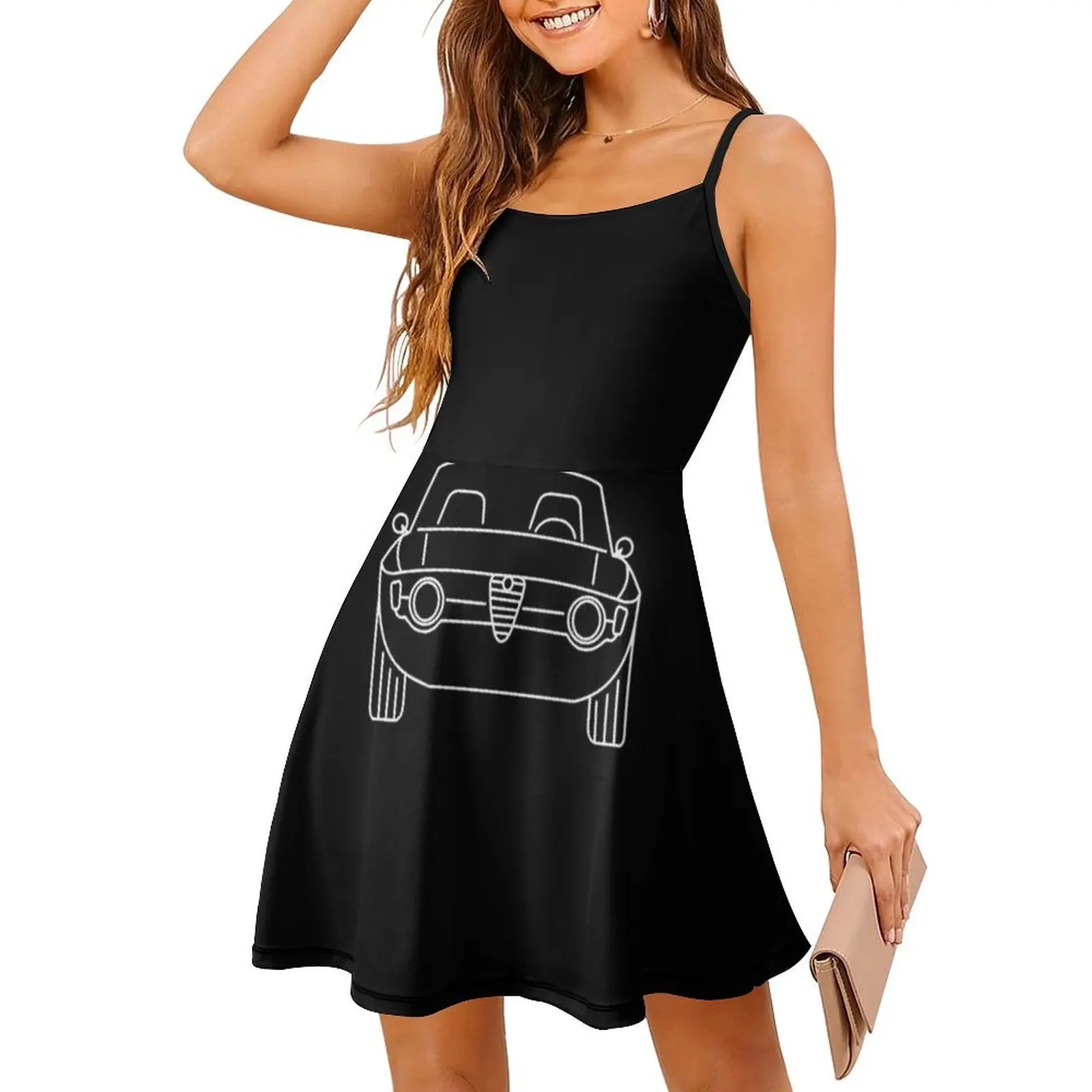 فستان حفلات نسائي صغار ملابس الشارع الشهير ملابس نادي مطبوعة عصرية للإناث لمحبي السيارات السريعة فستان السيارات الإيطالية ألفا للنساء #3