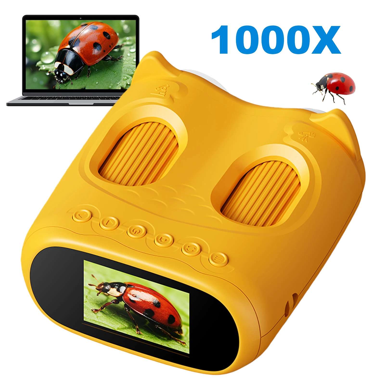 

2-In-1 Kids Microscope Binoculars 1000X 1080P Portable Handheld Magnifying Glass Gifts for 3 4 5 6 7 8 9 10 Year Old Boys Girls