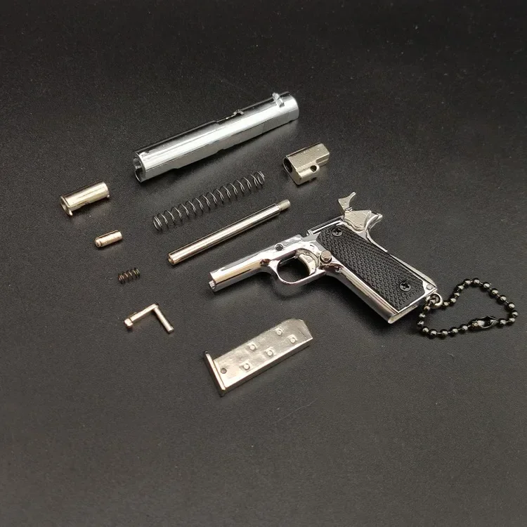 합금 1:3 콜트 M1911 권총 미니어처 모델, 조립 가능한 장난감 총 키체인, 배낭 펜던트 장식 선물, 소년 장난감