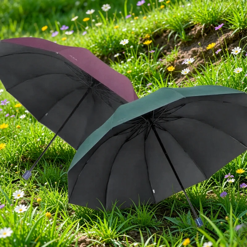 10-Rib Golf Umbrella Extra Large Foldable 3-Person UPF50+ Stormproof Black Coating Reverse Dry Cover Outdoor Travel Use 골프 우산