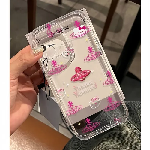 귀여운 헬로 키티 패턴 휴대폰 케이스, 아이폰 16, 15, 14, 13, 12, 11, 미니 프로 맥스, X, XR, XS맥스, 7, 8 플러스, SE20 투명 커버 