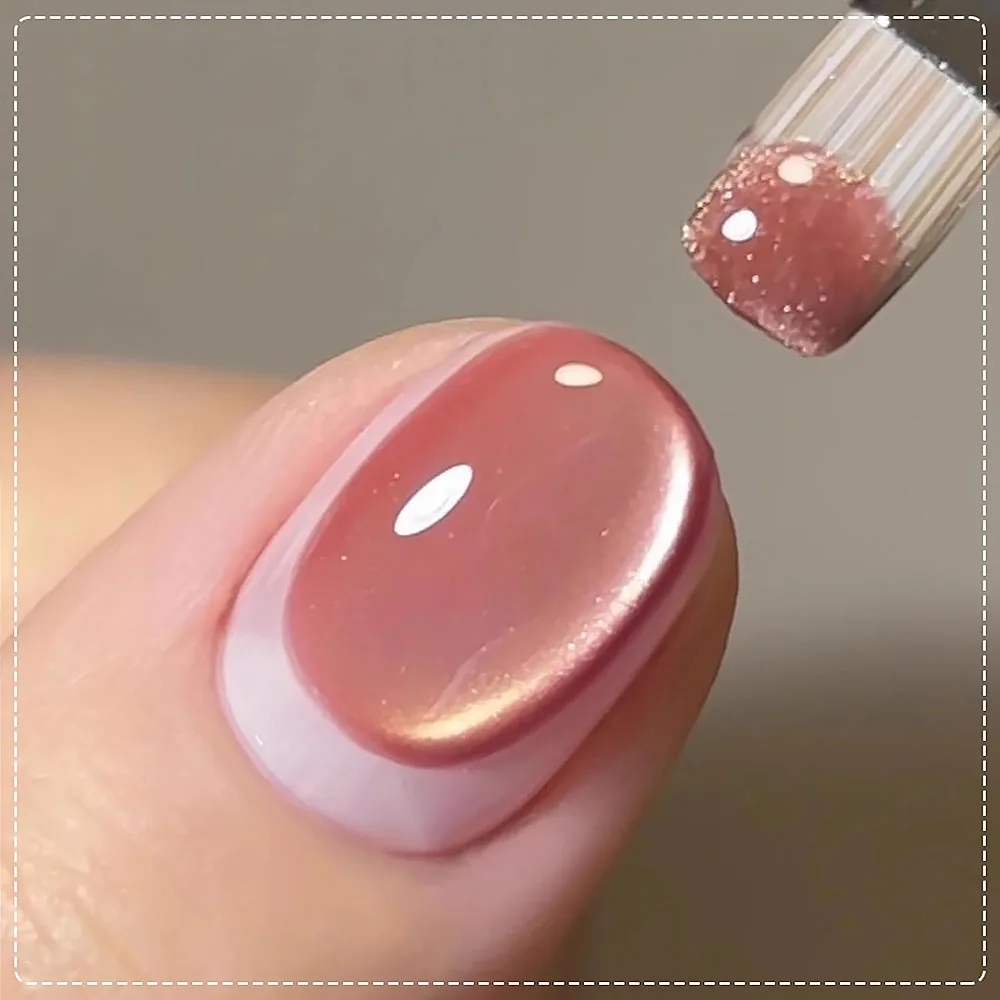 8 مللي لامعة عارية الوردي الزجاج حبة القط العين هلام مسمار البولندية UV/LED ضوء المصباح واسعة المغناطيسي جيل للأظافر نقع قبالة UV هلام للتقليم #6