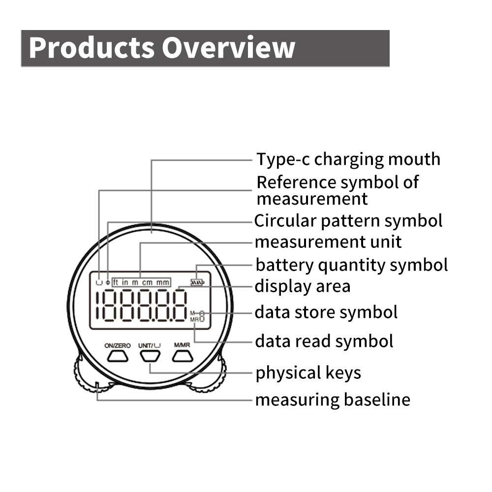 SHAHE Lcd Display Digital Ruler Type-C Electronic Tape Measure With Rechargeable High Accuracy Handheld Length Measuring Tool