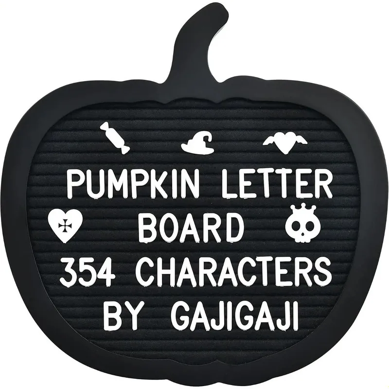 10x10 Inch Pumpkin Shaped Letter Board, Halloween Changeable Message Sign for Home Tabletop Fall Thanksgiving Party Decor