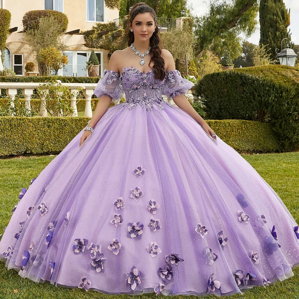 EVLAST-vestido De Quinceañera De menta mexicana, 3D vestido De baile, apliques De flores, corsé con cuentas, dulce 16, TQD083, 2024