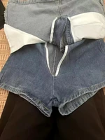 2024 summer Korean style niche design slimming high waist cuffed denim short skirt for women anti-exposure A-line hip skirt - Image 4