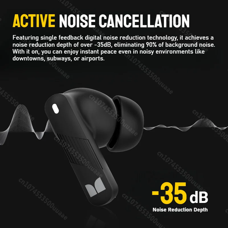 سماعات أذن Monster GT22 ANC Ture اللاسلكية - سماعة رأس بخاصية إلغاء الضوضاء النشطة بقدرة 35 ديسيبل، 4 ميكروفونات، سماعات بلوتوث رياضية واضحة للمكالمات