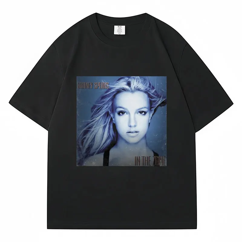 Britney Spears Print T Shirt in The Zone Music Album Vintage Short Sleeve Casual Men Women Oversized Trendy T Shirts Streetwear