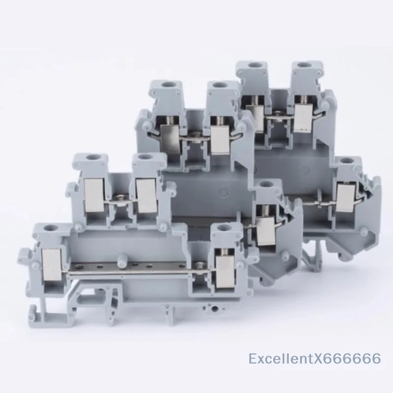Double-Level Terminal Block 10Pcs UKK5 4mm² Plug-in Electrical Screw Connector for Power Distribution Cabinet Wiring