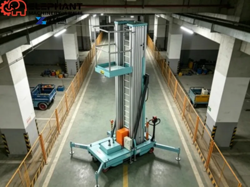 Electric Vertical Hydraulic Man Lift Portable Aluminum Mast Lifting Platform 200kg Aluminum Mast Man Lift With Support Legs