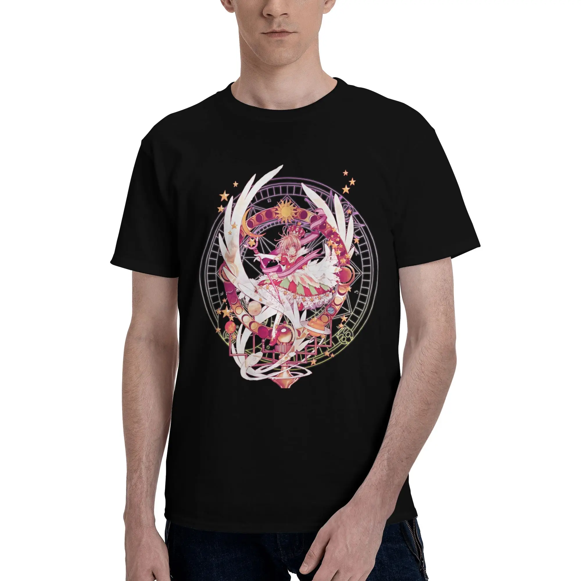 Sakura’s Cherry Orrery  Novelty 100% Cotton T-Shirt Bandai Cardcaptor Sakura Tops Tees For Men