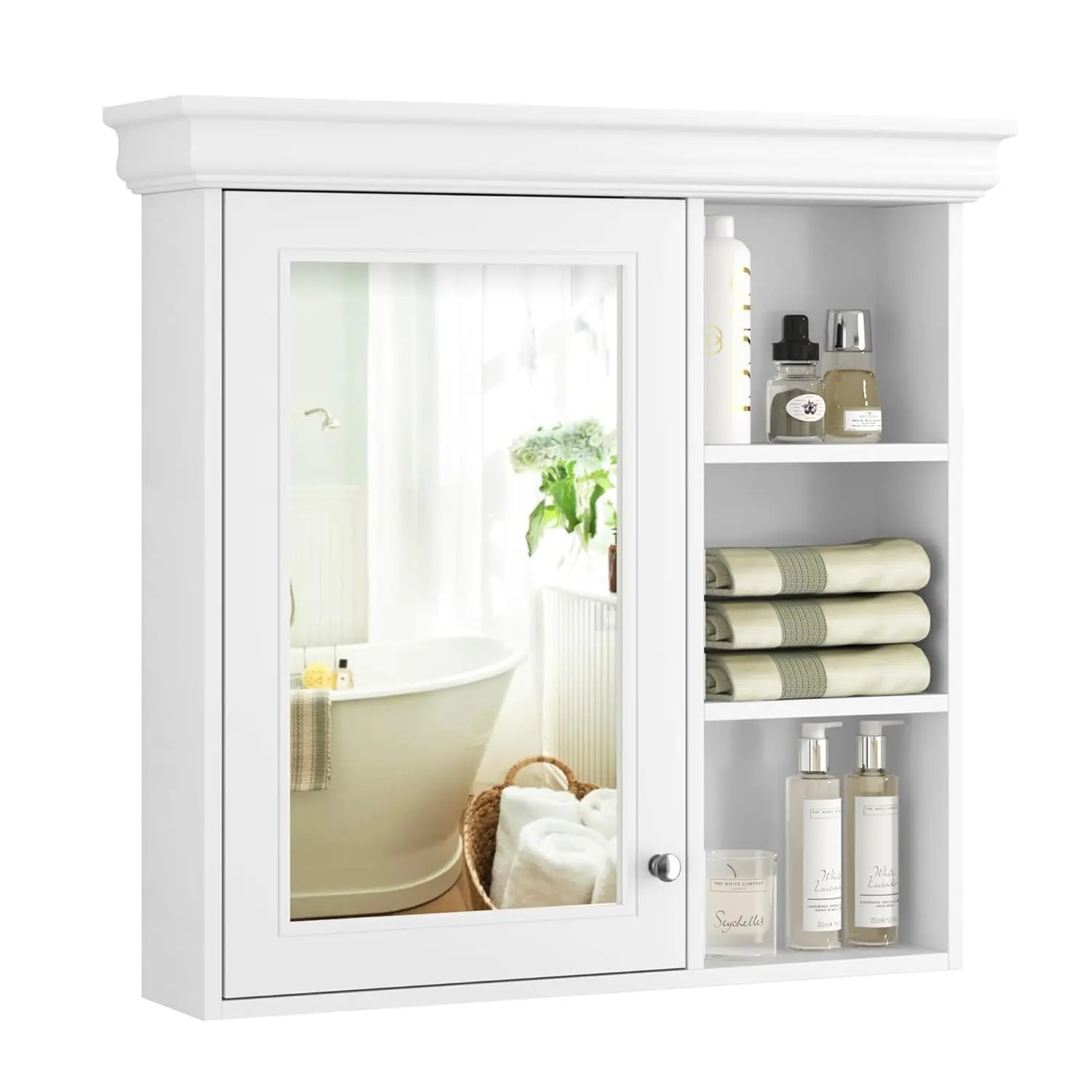 

Органайзер для ванной комнаты Современный аптечка для ванной комнаты с зеркалом, настенный белый аптечка 30 x 28 дюймов с местом для хранения и