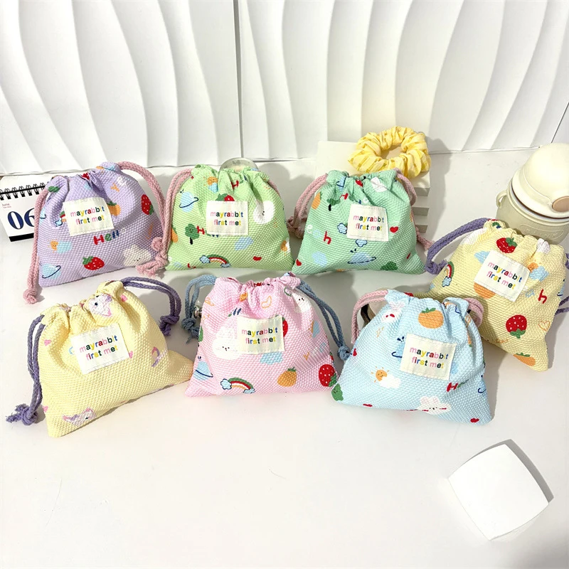 1PC Girl's Storage Bag Cartoon Drawstring Bag Korean Y2k Cosmetic Storage Pouch Women Wallet Sweet Kawaii String Mini Pouch