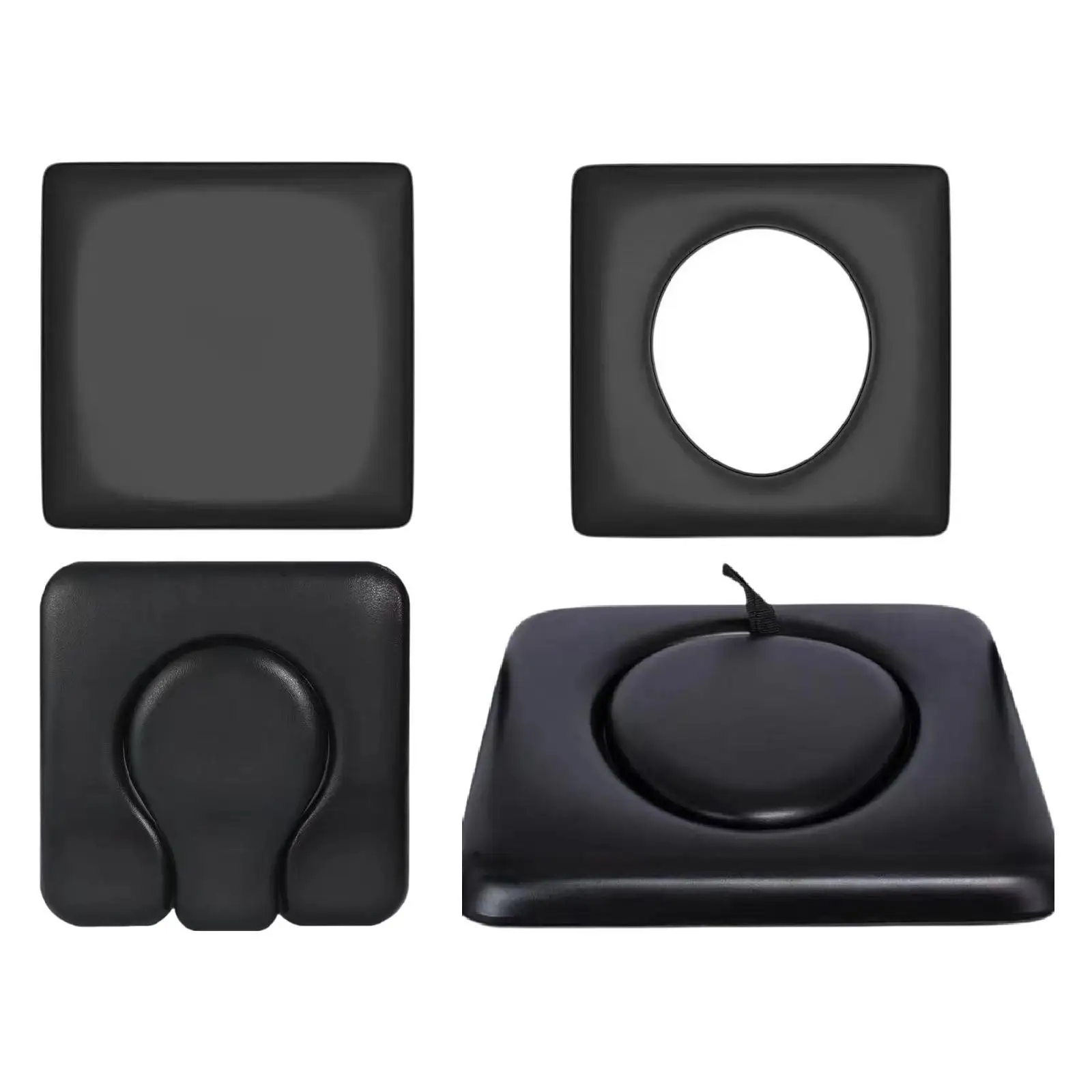 

PU Commode Seat Cushion for Bedside Commodes Black Waterproof Cover Soft Pad for Elderly Bedridden Patients Disabled Handicapped