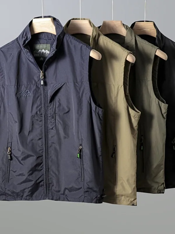 

Мужской уличный модный городской дышащий водонепроницаемый жилет с воротником-стойкой, рабочие товары по индивидуальному заказу, тихой, мульти-кишень