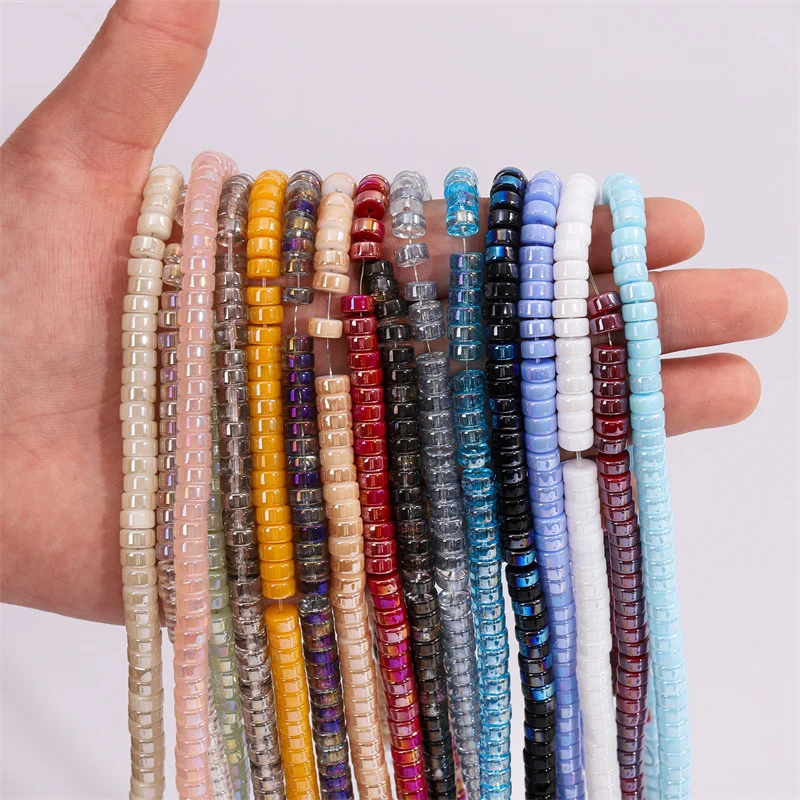 1Strip 3x6mm Glass Cylinder Beads Colorful Spacer Loose Beads for Necklace Bracelet Diy Jewelry Making Accessories Supplies