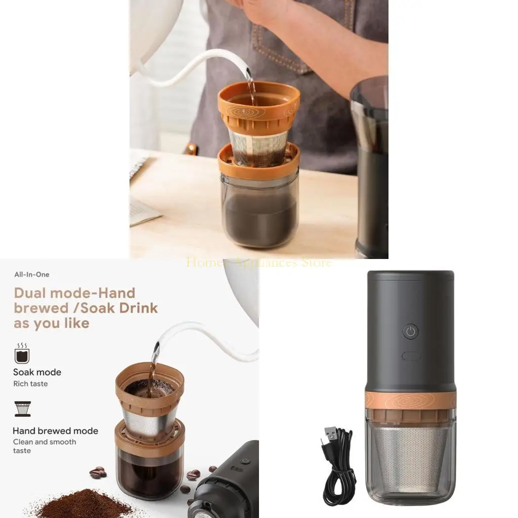 

D0AB Travel Friendly Rechargeable Coffee Grinder Wireless Coffee Mill Small Coffee Grinder Espresso Grinder for Indoor Use