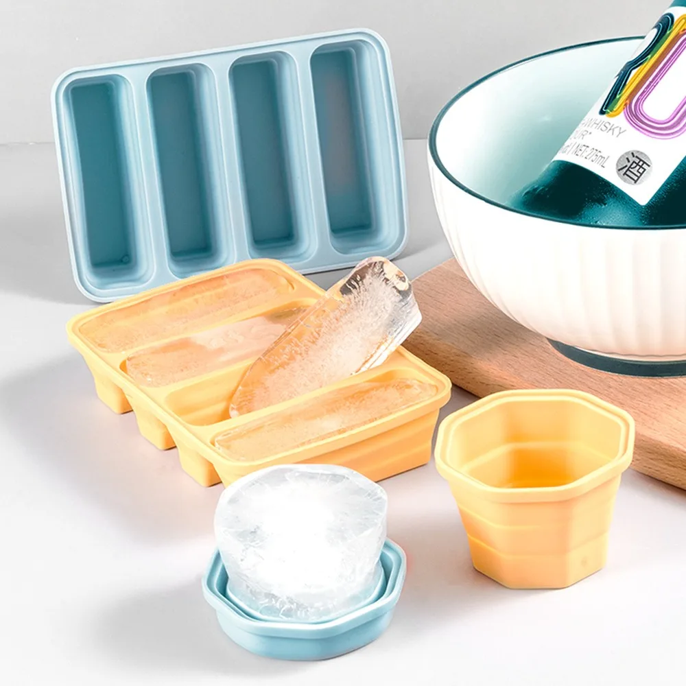 New Foldable Silicone Ice Cube Rectangular Ice Cube with Lid