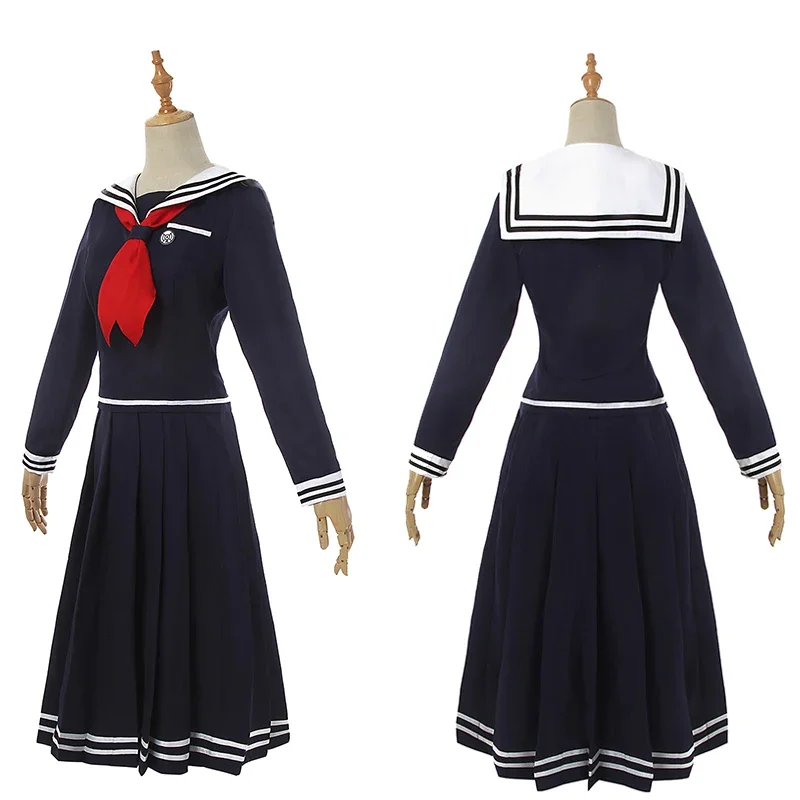 Rolecos gioco Danganronpa costume cosplay Fukawa Toko costume cosplay donna uniforme scolastica nera Halloween top gonna cravatta set completo