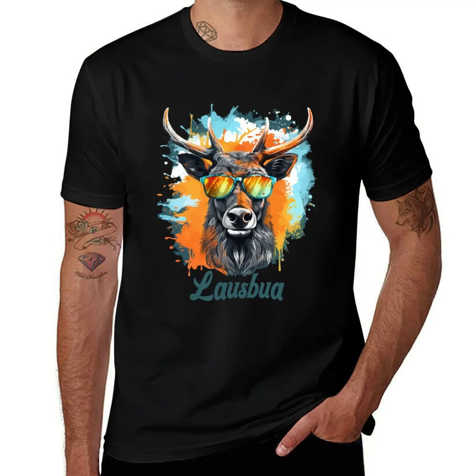 

Deer Lausbua art spirit animal Oktoberfest T-Shirt cotton t shirts man 100% T-Shirt