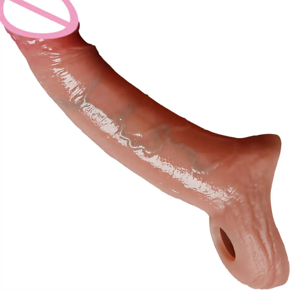 Reusable Silicone Dick Sleeve Penis Extender Sexy Adult Man Cock Sleeve Delay Ejaculation Cock RingSex Shop Condom Sex Toys
