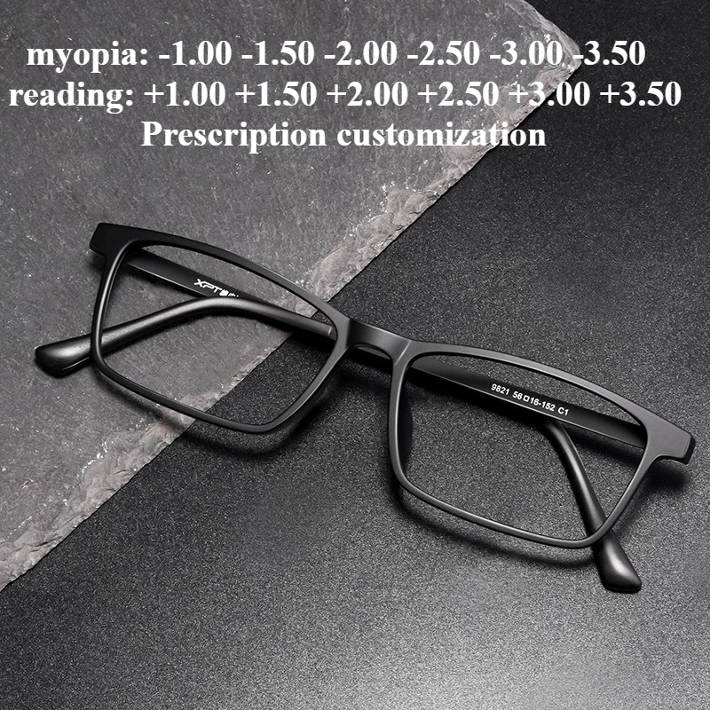 

56-16 Сверхлегкие очки из чистого титана Tr90, мужские полнокадровые прямоугольные очки для чтения с защитой от синего света, индивидуальные очки по рецепту
