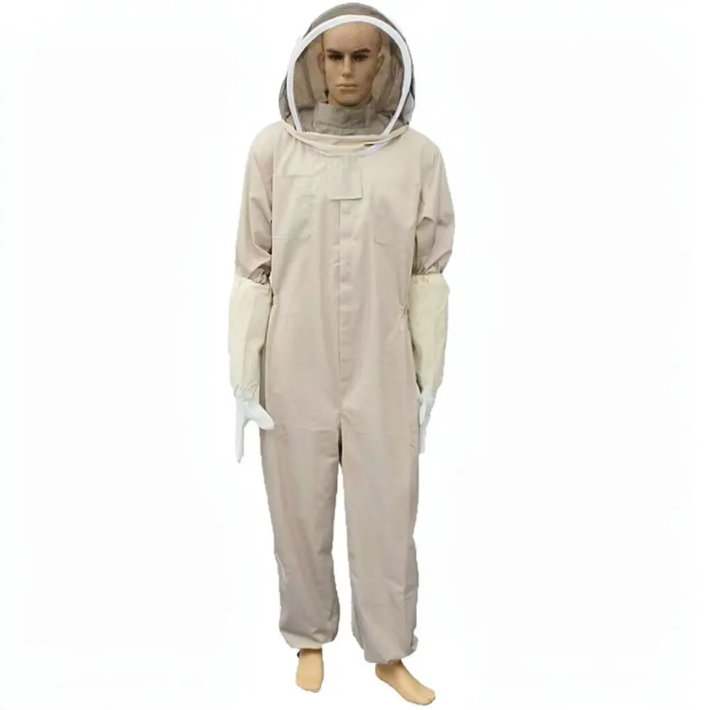 Unisex Beekeeping Suit With Face Veil And Sheepskin Gloves Durable Protective Coverall For Safe Bee Honey Harvesting Tasks