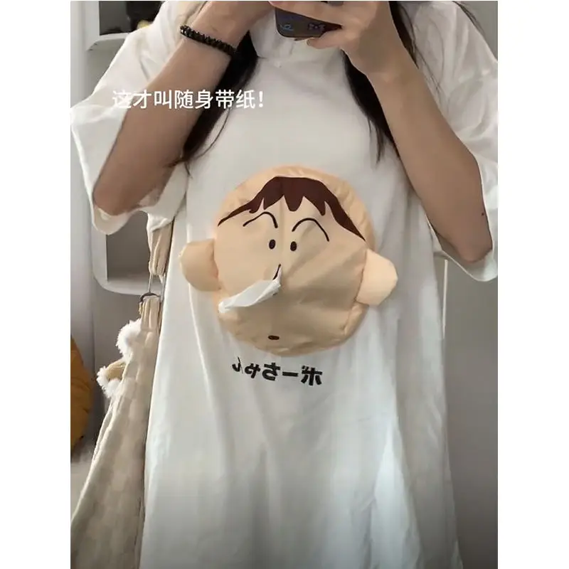 Creative Crayon Shin Chan Boochan 3D Tissue T-Shirt Short Sleeve Fun Fashion Trends Portable Tissue Paper Cute Christmas Gifts