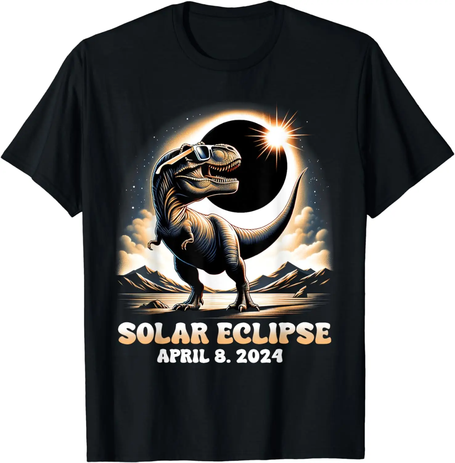 

Total Solar Eclipse Dinosaur Dino T-rex April 8 2024 Kid Boy T-Shirt