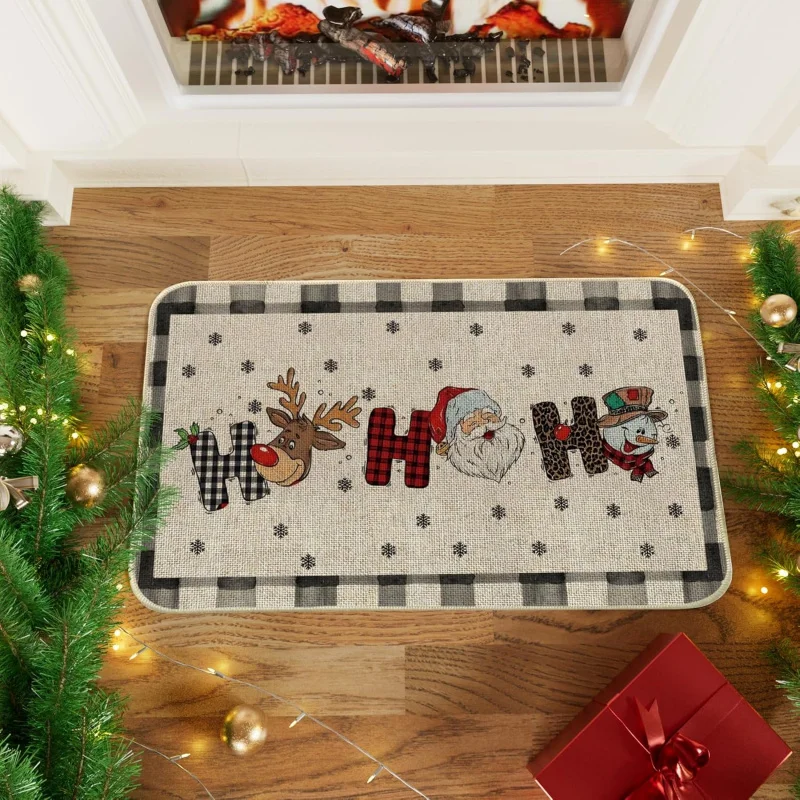 Snowman deer Santa Claus door mat winter indoor and outdoor home porch holiday decoration floor mat 61X90cm