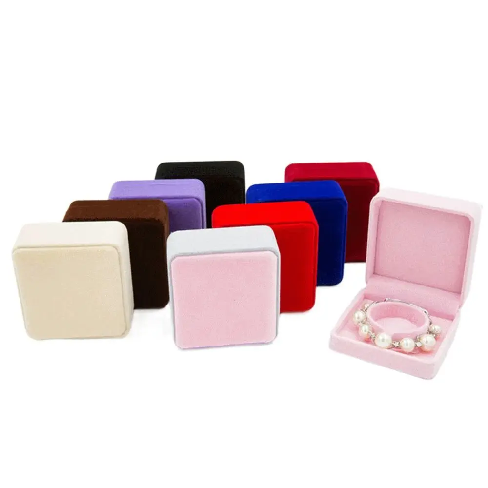 Refined Creative Solid Color Storage Box Travel Bangle Jewelry Display Packing Bracelet Holder Case Velvet Jewelry Box Gift Box