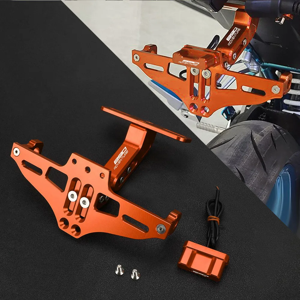 

For 890ADVENTURE 890 ADVENTURE R 890 ADV 2020 2021 2022 2023 Universal Motorcycle License Plate Bracket with light for plate