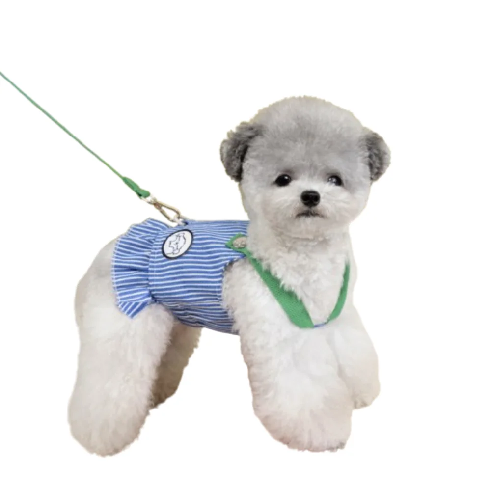 

Fashion Cartoon Pet Chest Back Traction Rope Korean Striped Comfortable Dog Harness Breathable Pet Clothing Pet Supplies