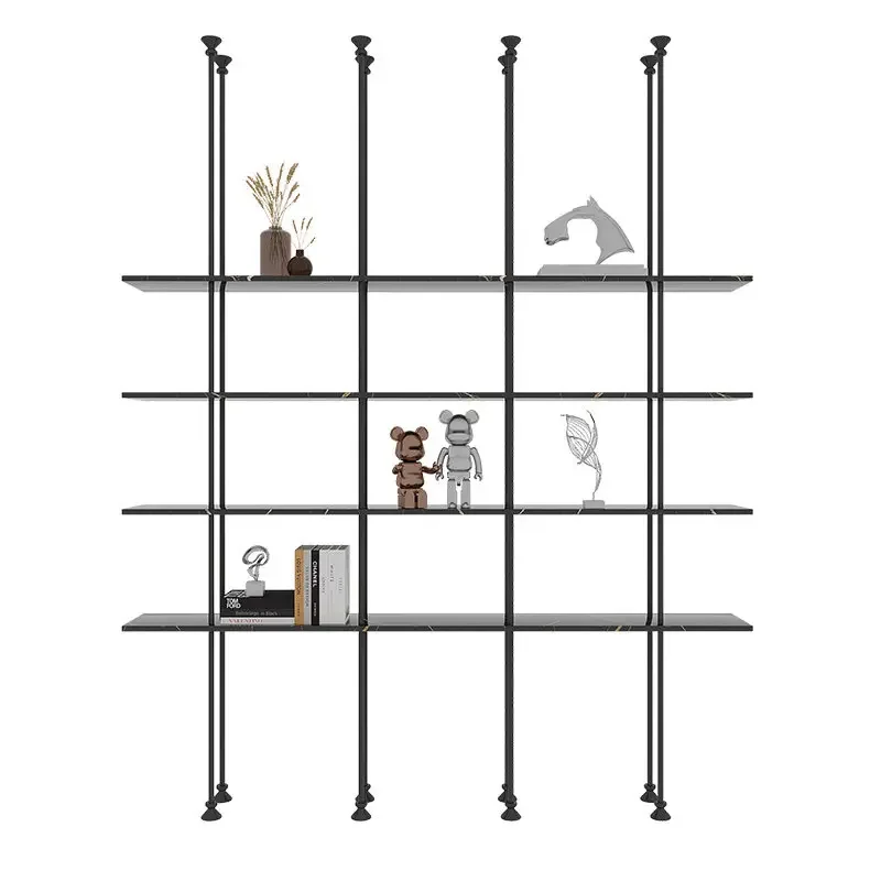 Round tube shelf Minimalist bookshelf Floor column Display rack Hanger storage rack Hanging multi-layer wine rack
