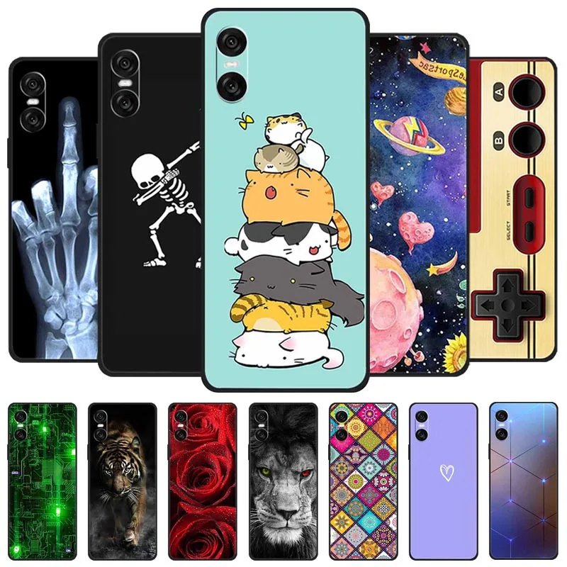 Funda de silicona suave con diseño de gato para Sony Xperia 10 VI, funda de TPU para teléfono Sony Xperia 10 VI, funda protectora a prueba de golpes con dibujos animados para Sony 10 VI