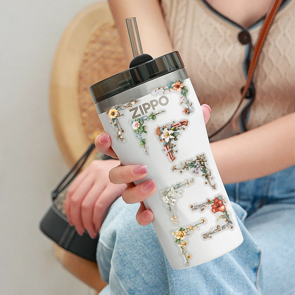 50 stücke Retro Blume Rahmen PET Aufkleber Aufkleber Für Telefon Laptop Notebook Kühlschrank Gitarre DIY Ästhetische Transparente Aufkleber – Detail 14