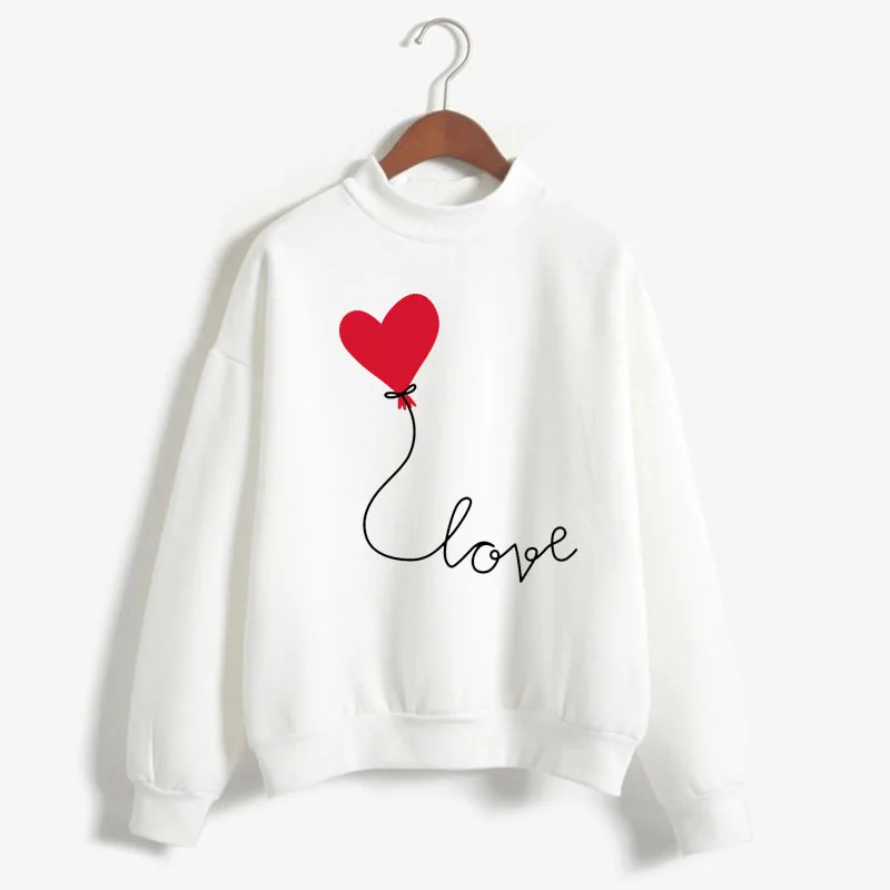 Harajuku Love balloon Print Women Sweatshirt Sweet Korean O-neck Knitted Pullover Thick Autumn Candy Color Lady Clothing