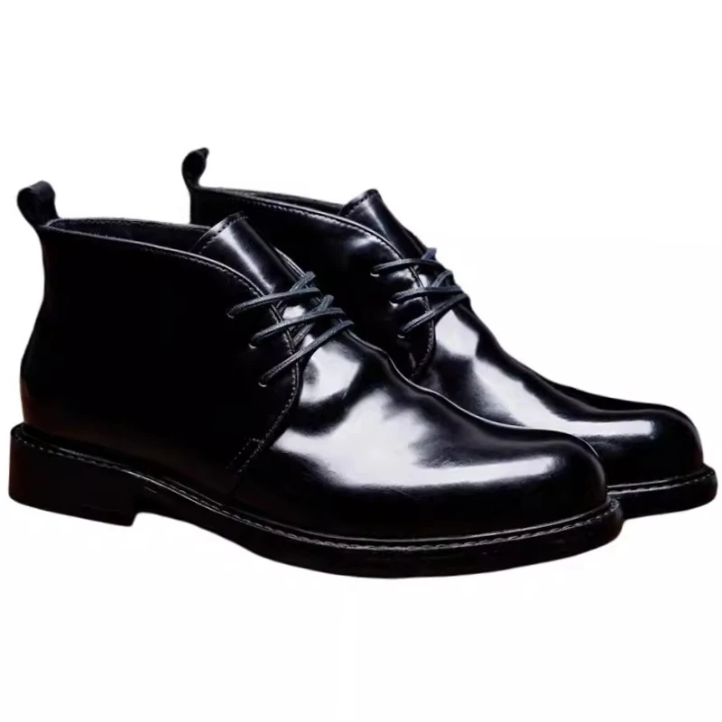 

Handmade Goodyear Oil Sensitive Horse Leather Casual Shoes for Men's British Autumn/Winter Genuine Leather Soled High Top Shoes