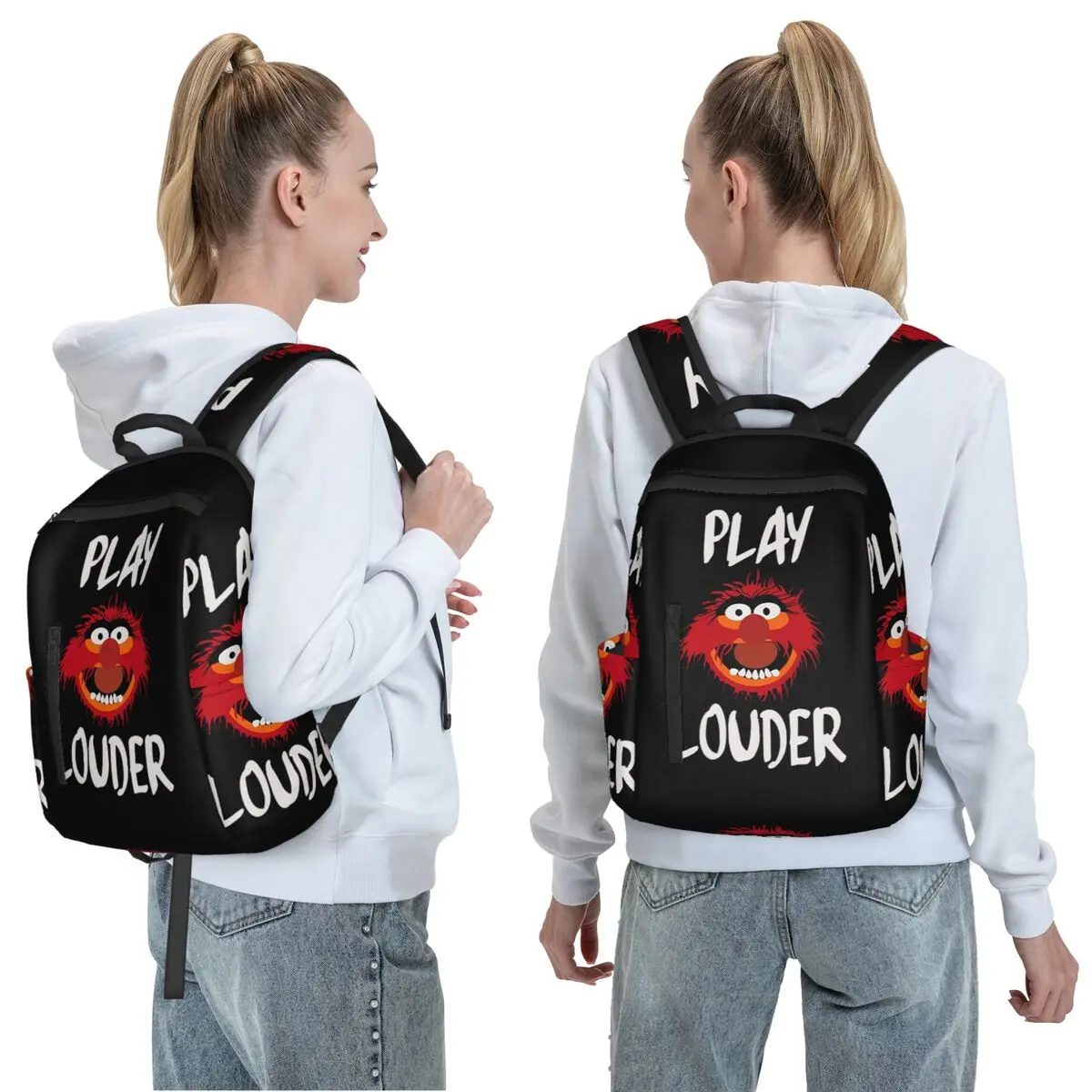 Animal Drummer Backpack Daypack Large Capacity Boys Girls BookBag School Bag Shoulder Bags for Men Women