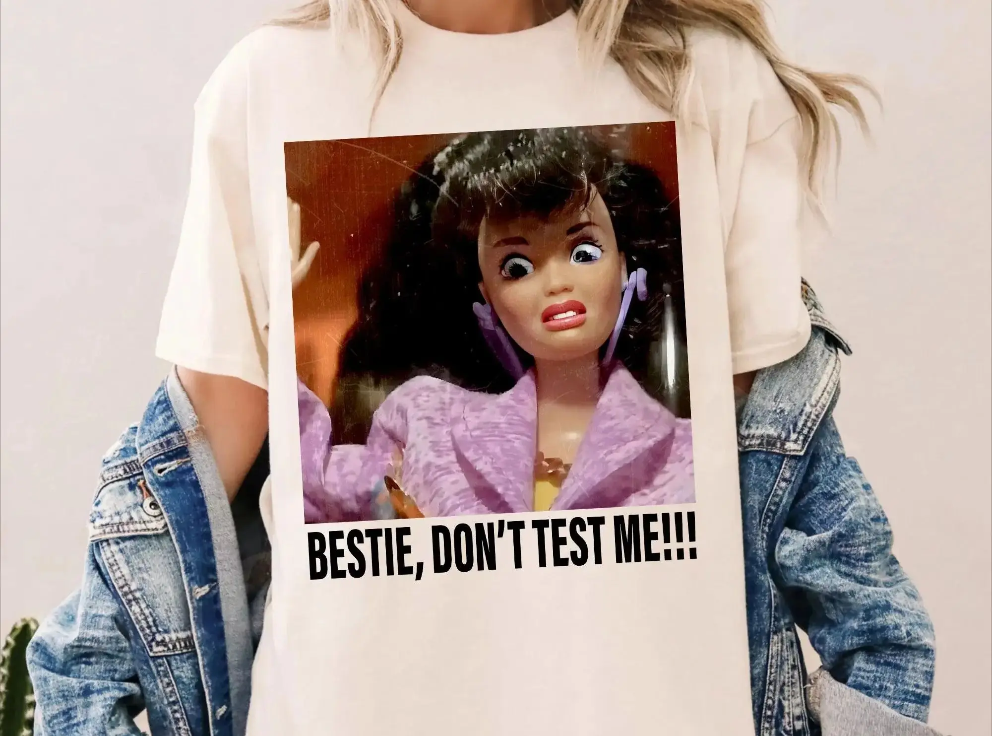 Y2k Tops Doll Face Meme Shirt Bestie Don't Test Me Shirt Sarcastic Specific Shirt Graphic Summer Fun Unique Doll T Shirt Unisex