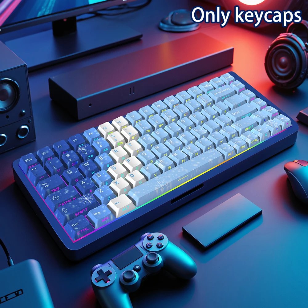 

129-key side-engraved snowflake style keycaps, suitable for hot-swappable mechanical keyboards, made of PBT material