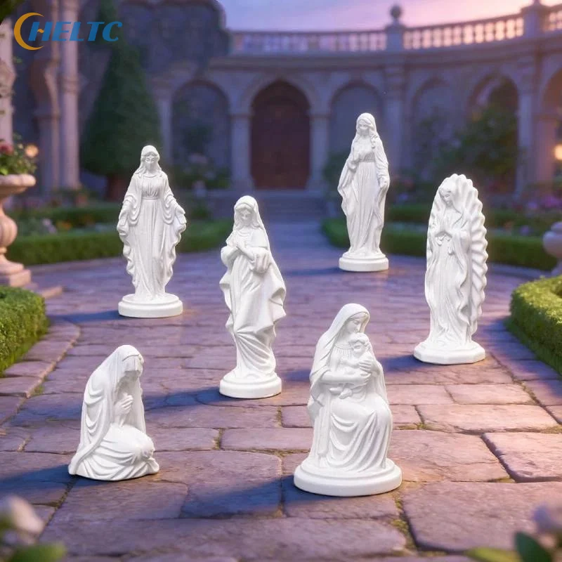 Non-Toxic Eco-Friendly White Resin Mary Statue Fine Carving Weather Resistant Finish For Garden Patio Home Religious Decoration