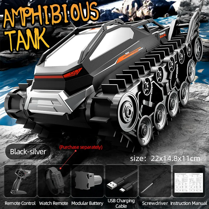 Amphibious Waterproof Tracked Tank Kids Toy Off-road Remote Control Car Remote Control Toys Classic Toys Christmas Gift