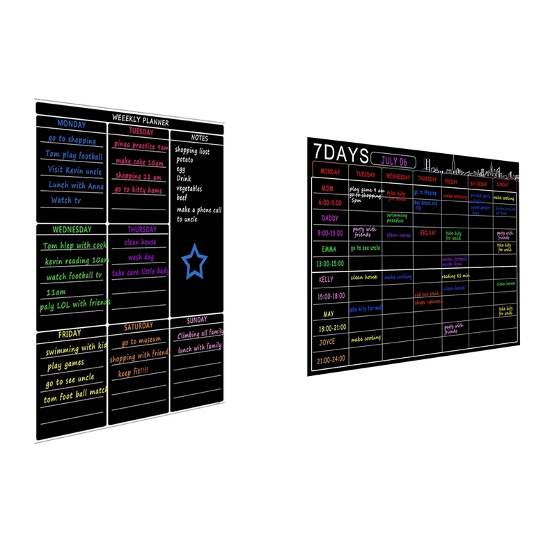 2X A3 magnetyczna tablica ścieralna na sucho lodówka do kuchni tygodniowy kalendarz z białą tablicą przydatne planowanie Menu sklep spożywczy