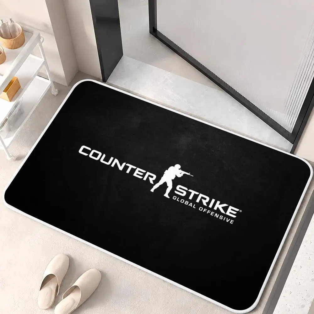 C-Counter-Strike Floor Mat Flannel Rug Non Slip Absorbent Soft Washable For Entryway Hallway Bathroom Kitchen Decor
