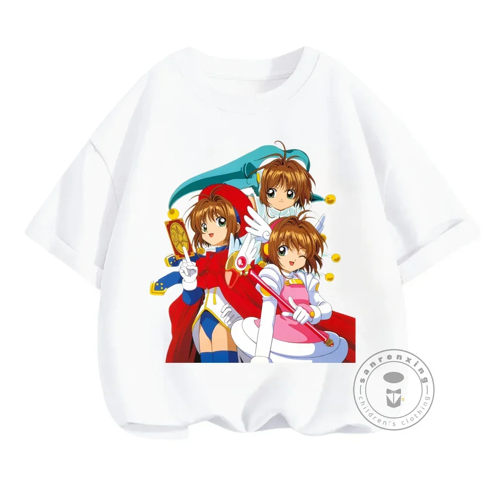 2024 Summer New Kero Sweet Girls Women T-Shirt Cardcaptor Sakura Syaoran Anime Blusas Harajuku Casual Short Sleeve Vintage Tops