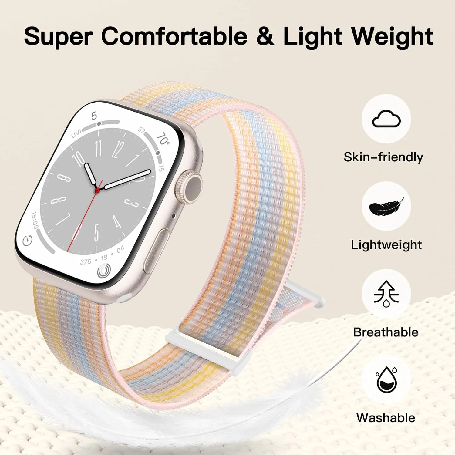 Nylon-Schlaufe für Apple Watch Armband 45mm 44mm 49mm 46mm 42mm 41mm 40mm Correa Armband iWatch Series 12 11 6 Se 7 8 9 10 Ultra Band – Detail 5