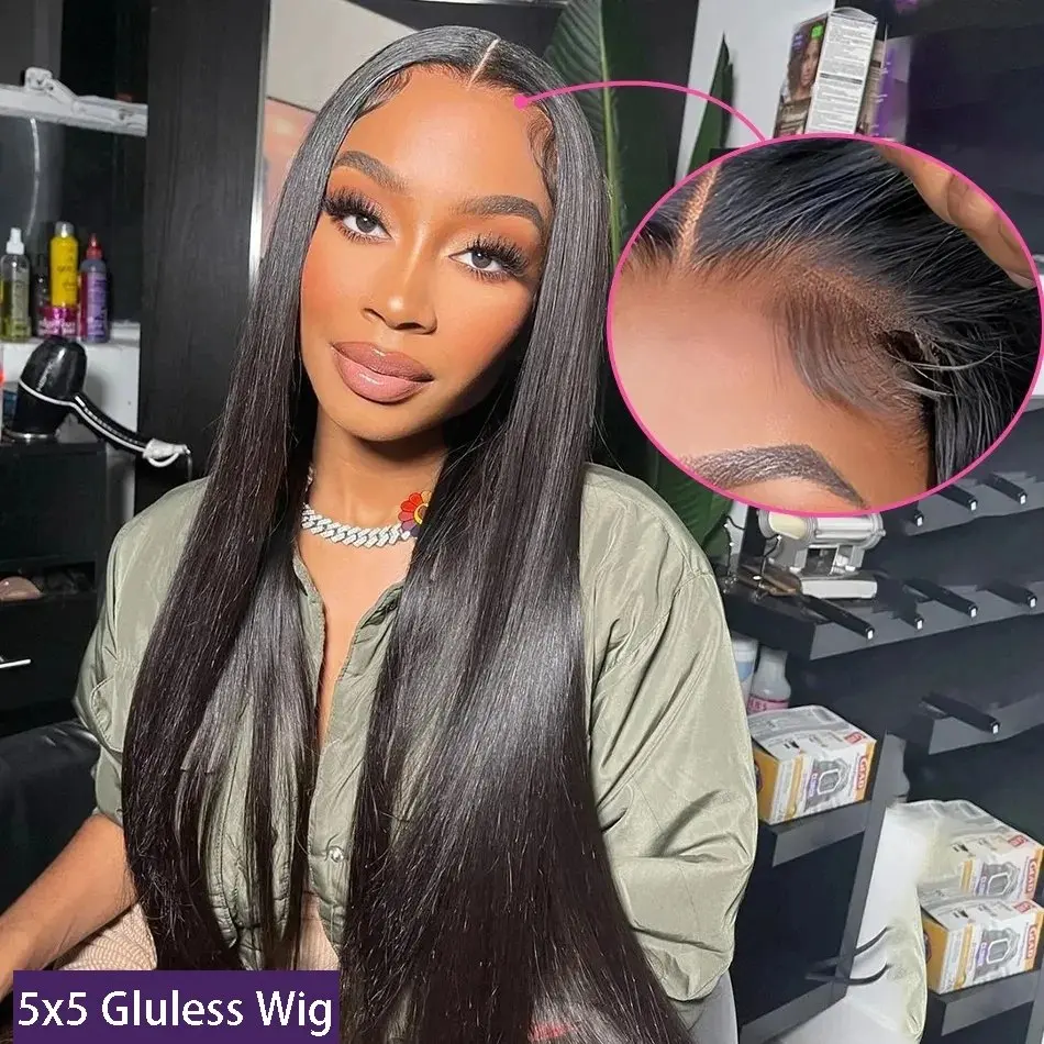 Rosabeauty 13x6 Straight Lace Front Wig Human Hair 30 40 Inch 13X4 Frontal 5X5 Glueless Ready to Wear Wigs 250% For Women